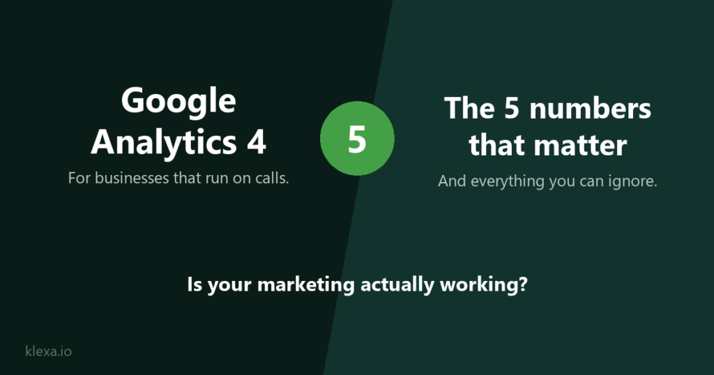 Google Analytics 4 for service businesses, the five numbers that matter
