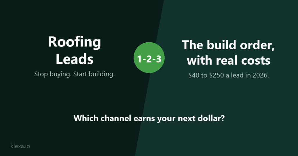 How to Get Roofing Leads in 2026: The Build Order, With Real Costs How to get roofing leads in 2026, the build order with real cost-per-lead numbers