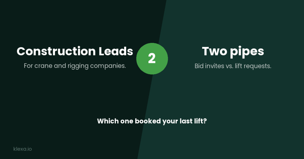 Construction leads for crane and rigging companies: bid invitations vs inbound lift requests